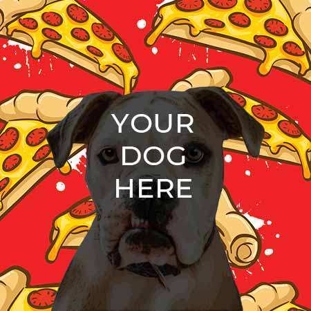 pop your pup pop art example on pizza background