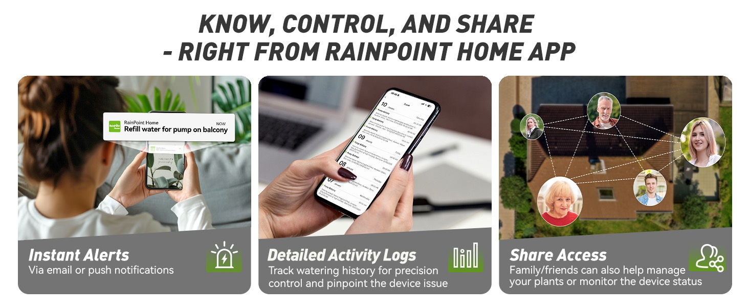 Image showcasing features of the Rainpoint home app.