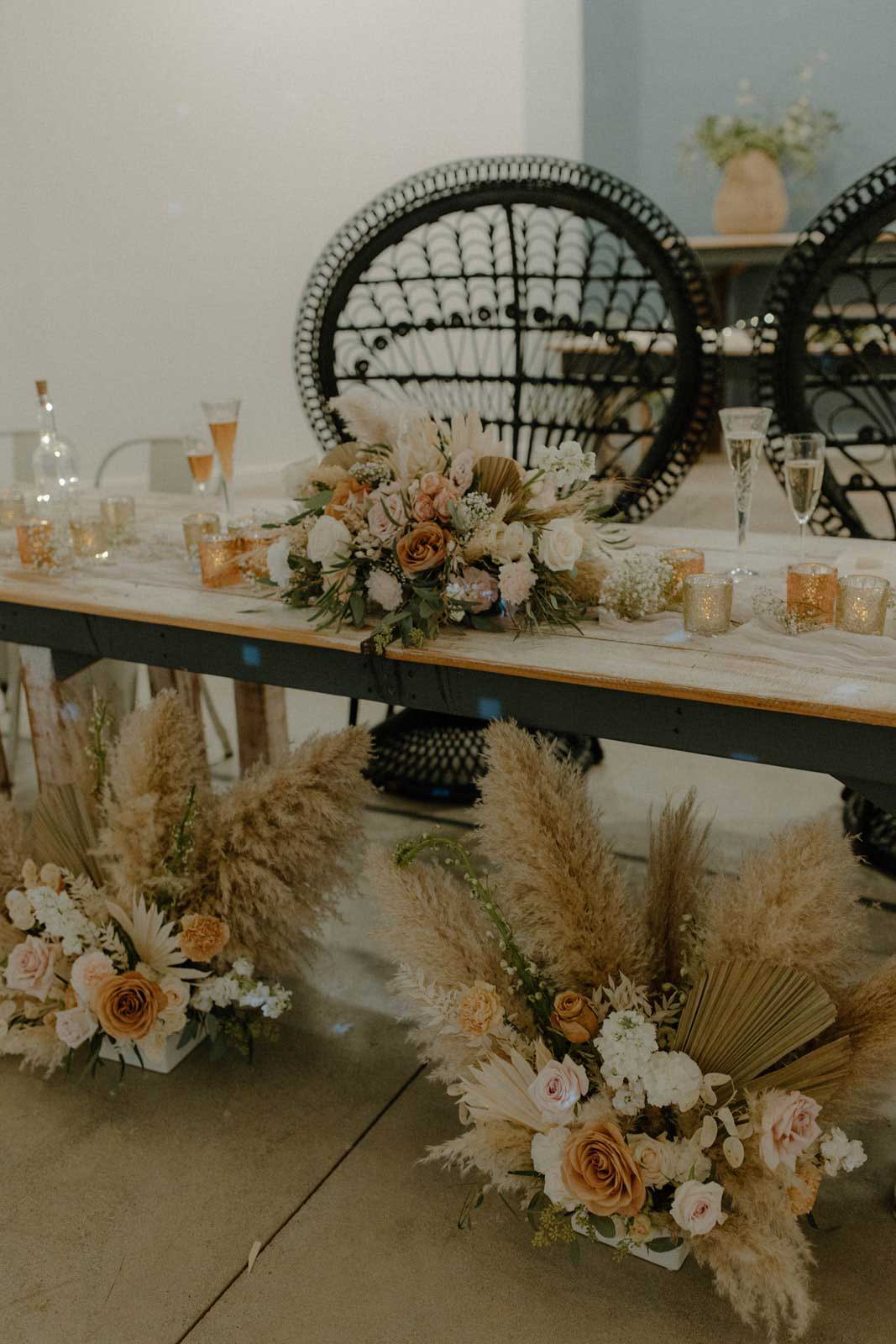 Floral arrangement on reception table