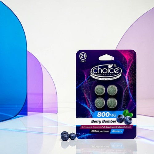 Berry Bumbo gummies package on a colorful background.