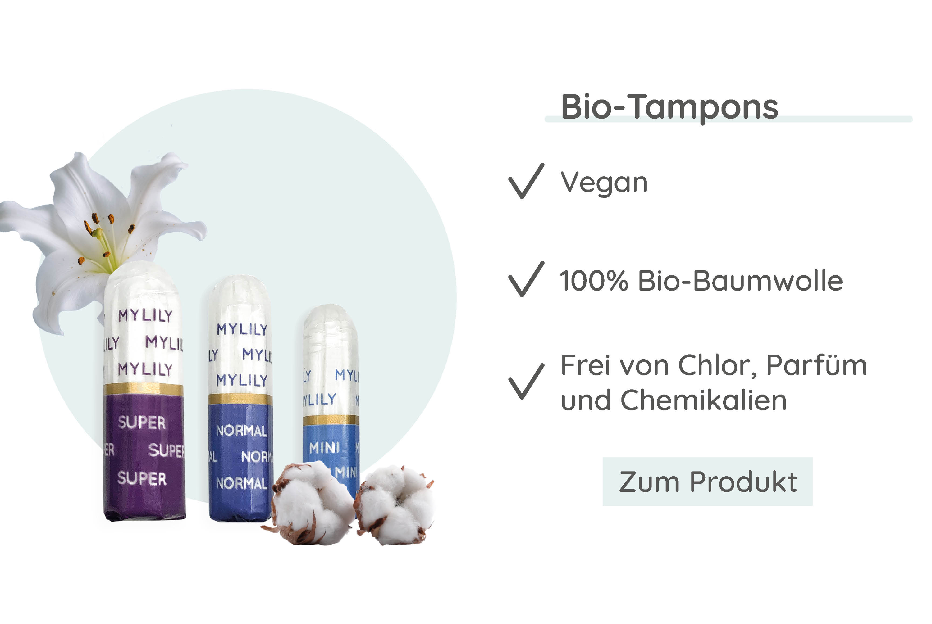 Bio-Tampons biozid frei | MYLILY Periodenprodukte