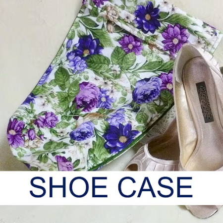 quilted shoe case with flower fabric to carry shoes while traveling