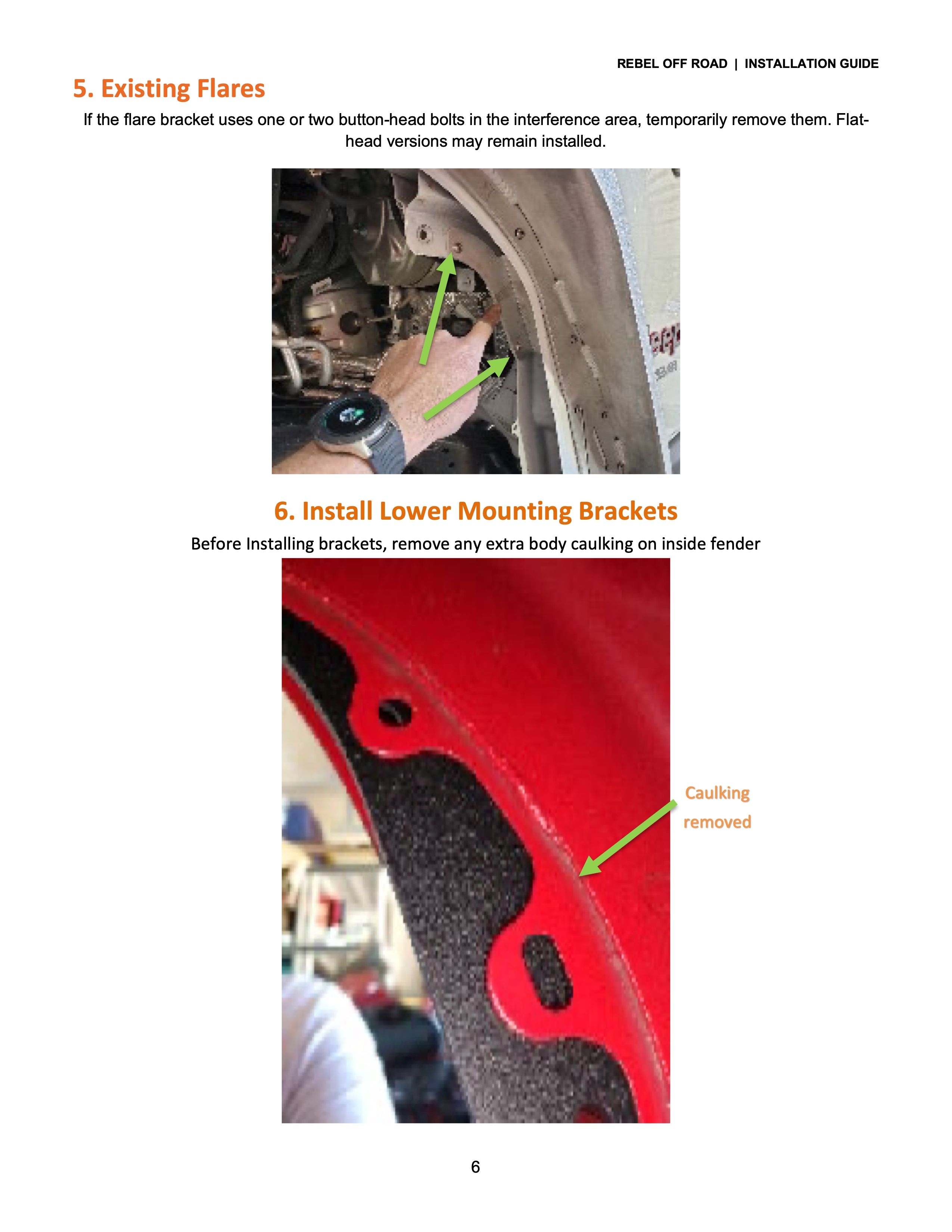 Instructions for installing lower mounting brackets in a vehicle.