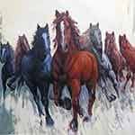 7 running horses painting
