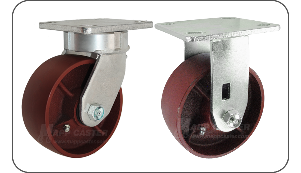 Swivel & Rigid Ductile Steel Plate Casters - High Temperatures, Capacities, impact resistance