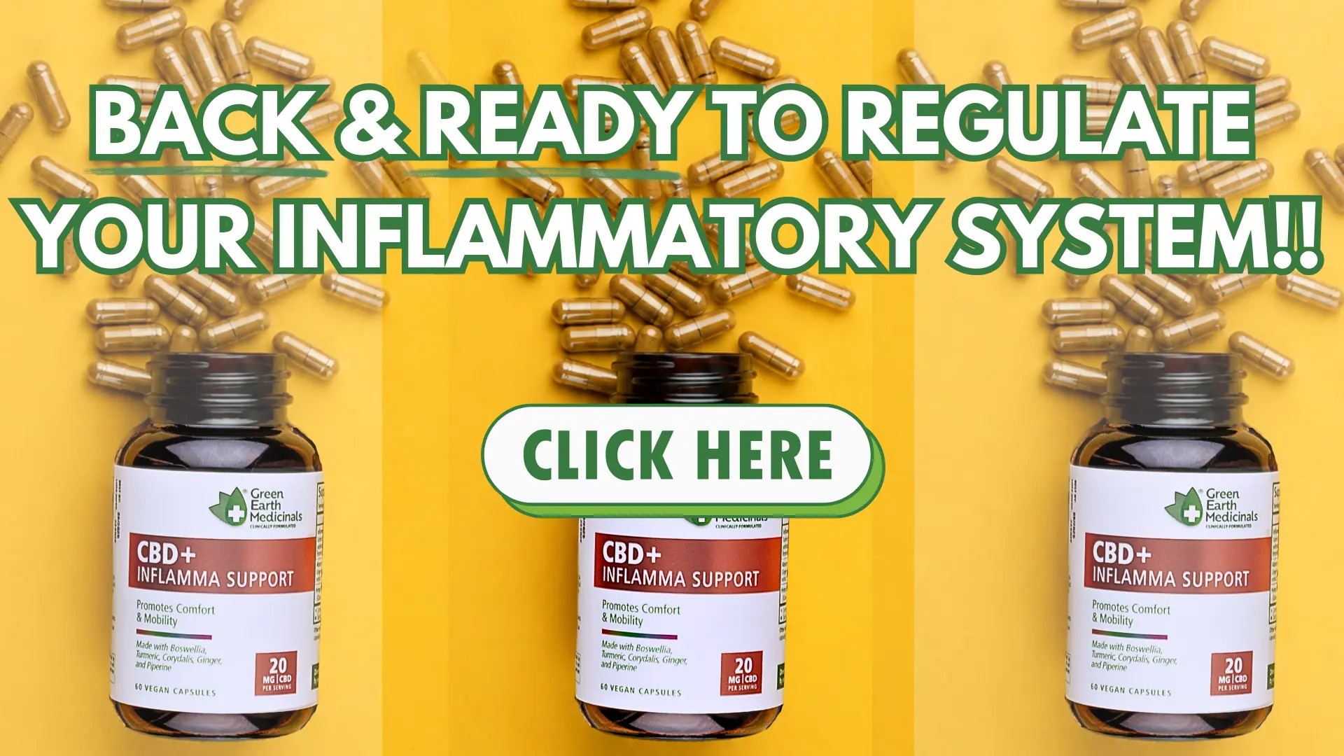 Green Earth Medicinals CBD+ Inflamma Capsules Back in Stock