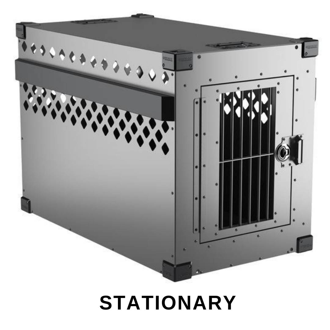 gray stationary impact dog crate large