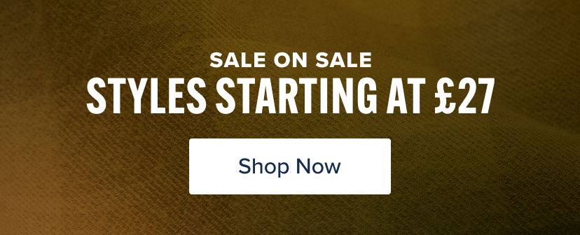 Sale announcement with styles starting at £27 and a 