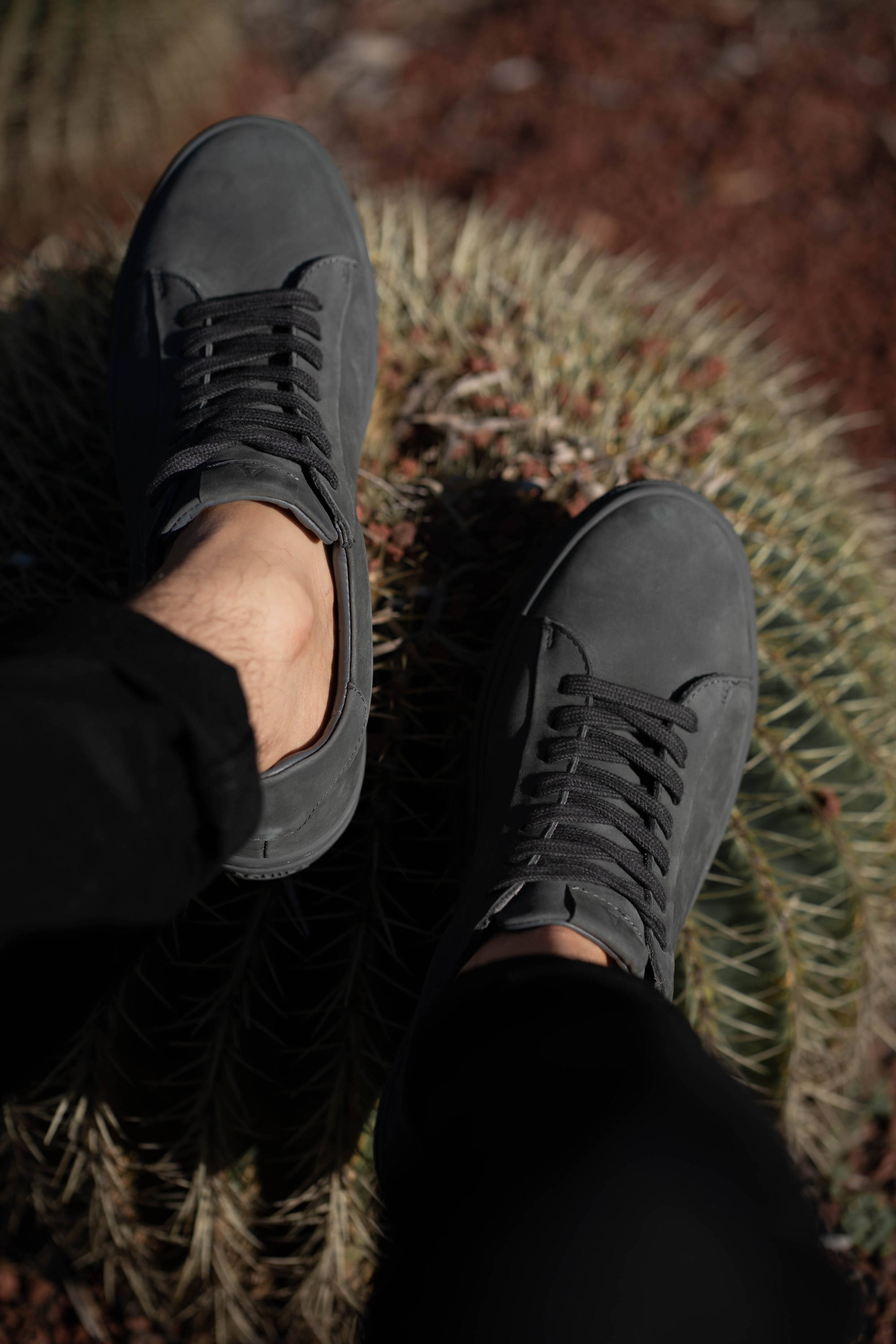 Deco 2.0 Nubuck Dark Grey Sneakers worn with Seth Socks and Black Pants