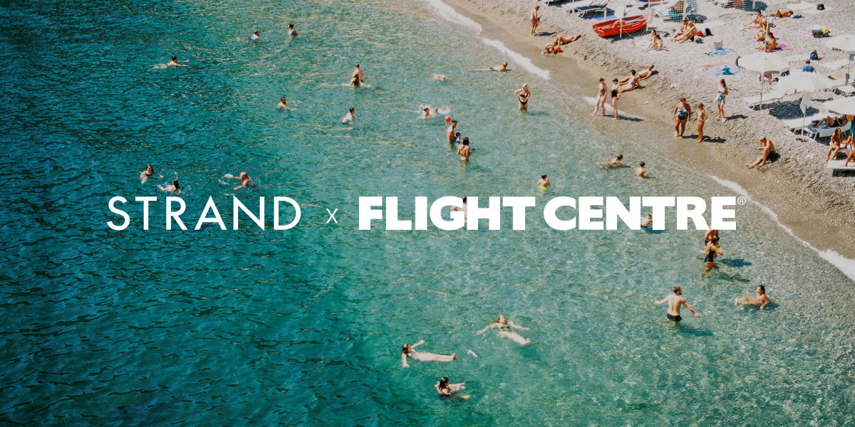 Aerial view of a beach with text 