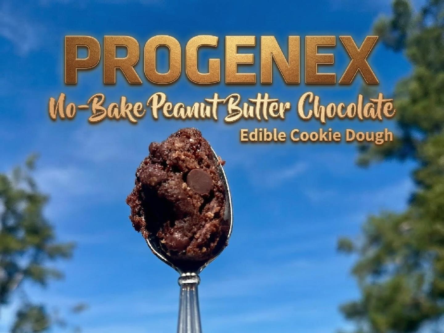 Progenex No-Bake Peanut Butter Chocolate Edible Cookie Dough on a spoon.