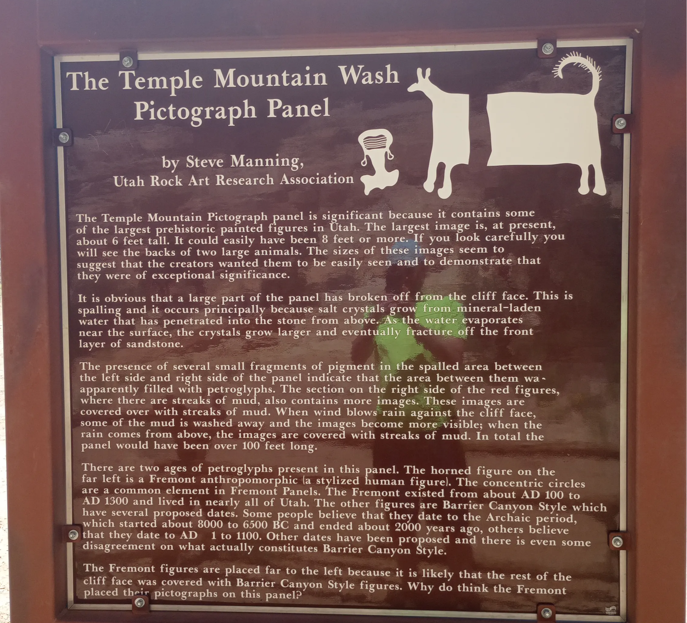 The temple mountain wash pictograph panel sign