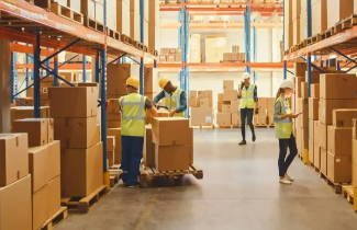 Warehouse staff working