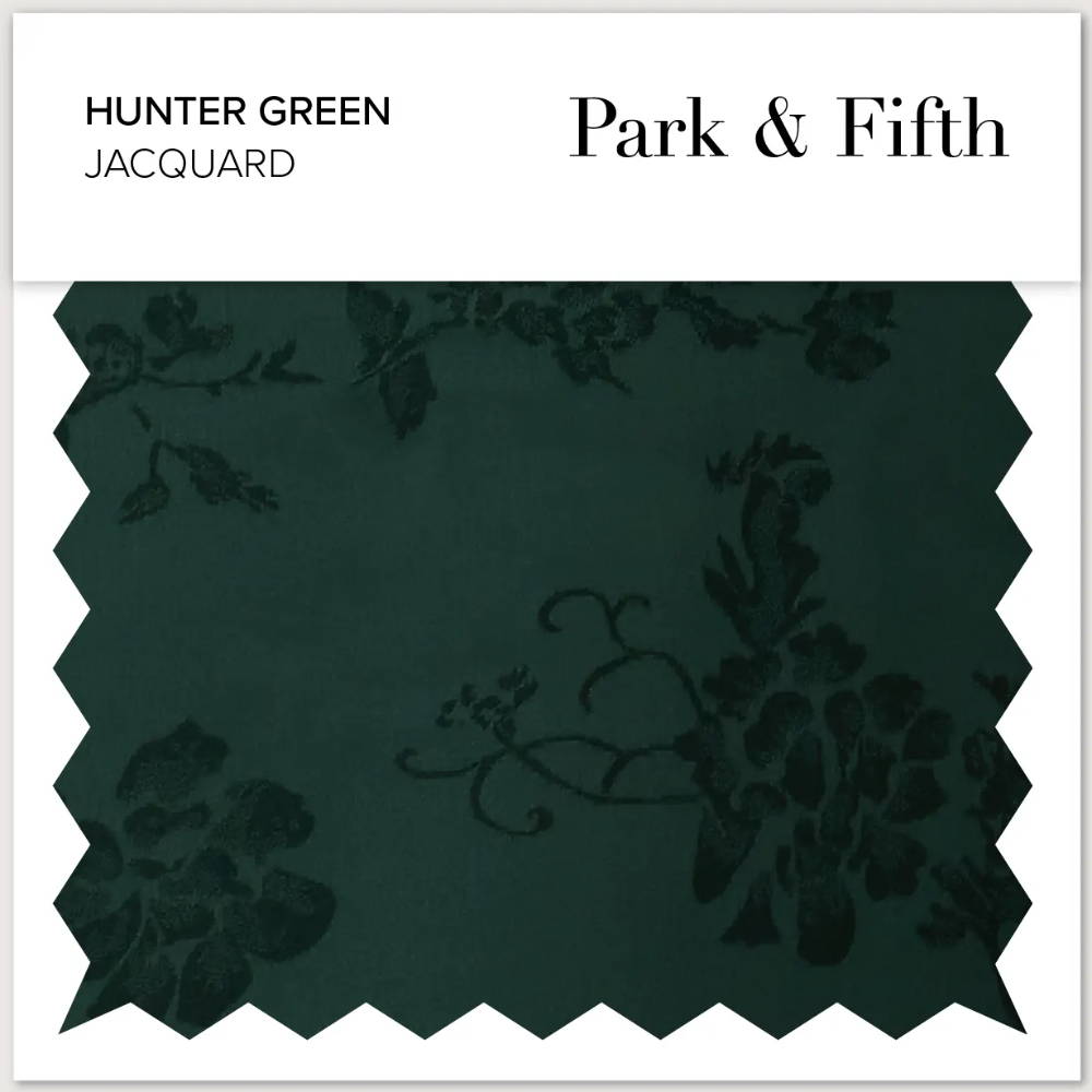 Hunter green jacquard fabric swatch from Park & Fifth.