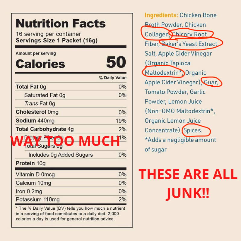 powder bone broth nutrition facts