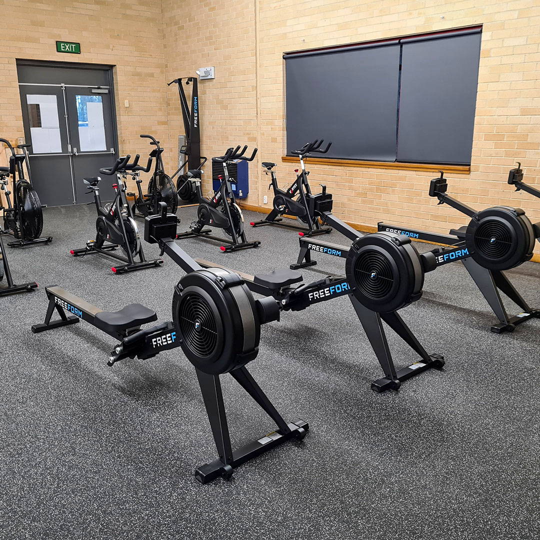 High School Gym School Fit Out  Inddor Rower and Ski Trainer
