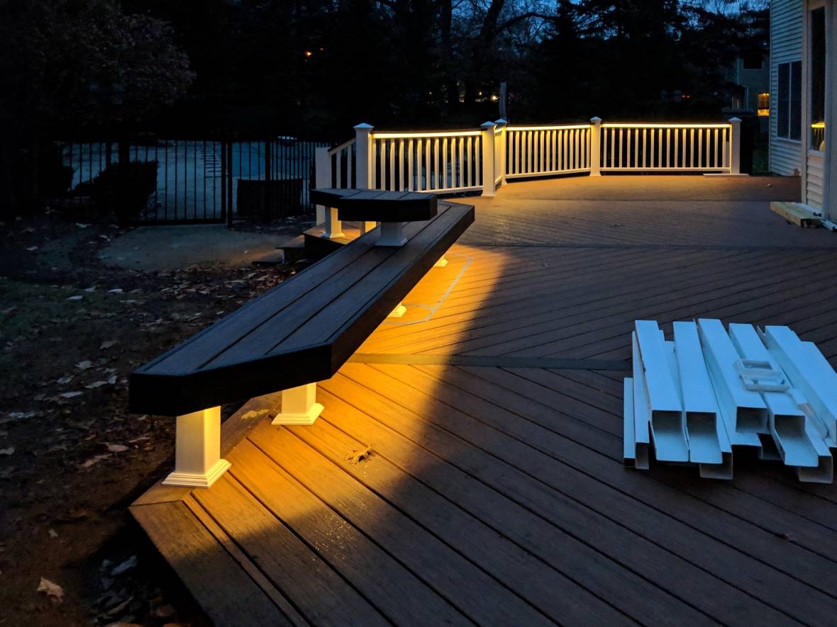 Under bench lighting ideas using outdoor LED strip lights