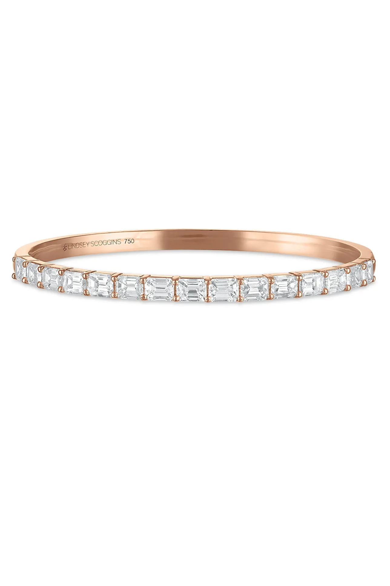 emerald cut diamond tennis bracelet - rose gold