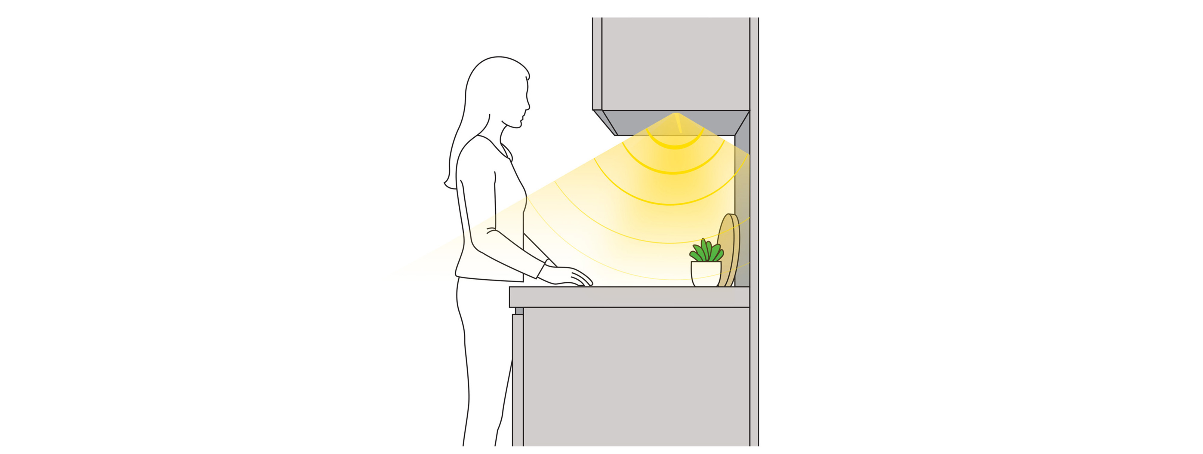 Recessed under cabinet light installed flush with the cabinet bottom