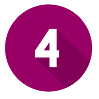 Purple circle with the number four and a shadow effect.