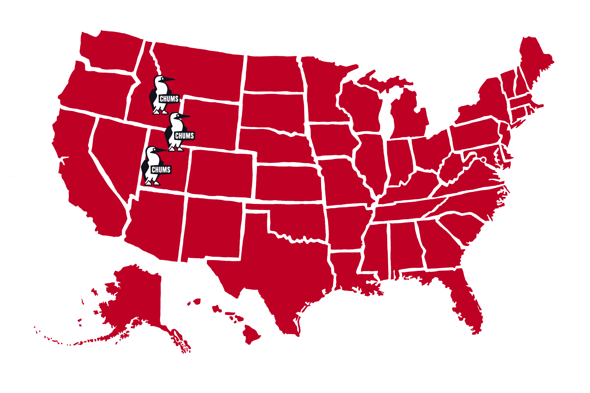 USA Map with Chums Locations