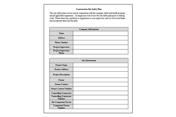 Construction Site Safety Plan
