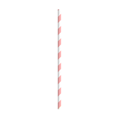 A pink and white striped paper straw