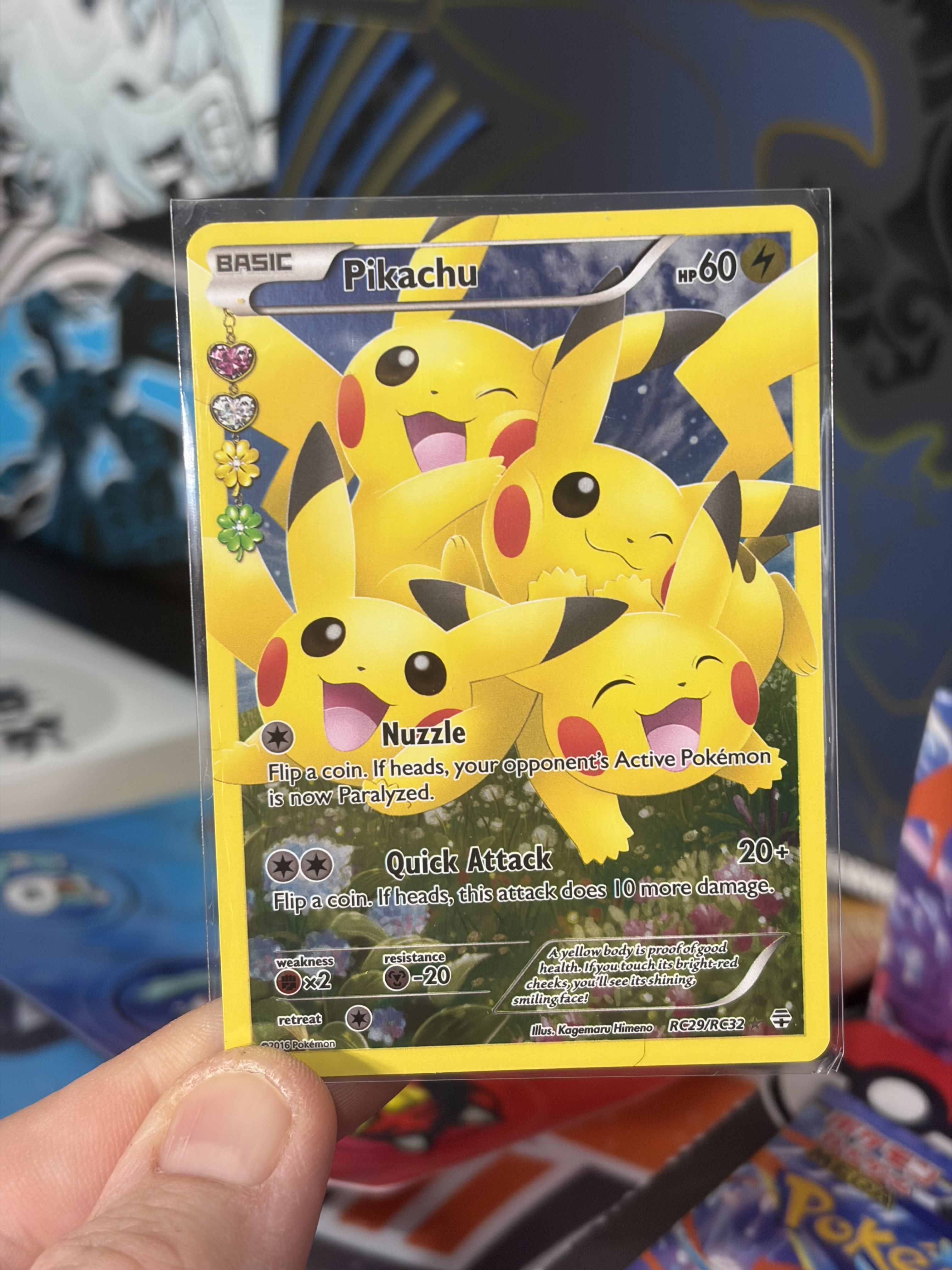 Pikachu Pokémon card featuring multiple cheerful Pikachu illustrations.