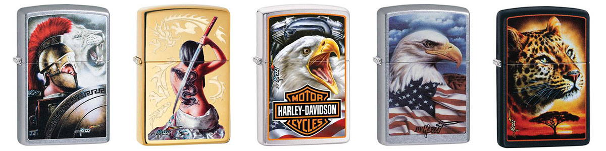 Five lighters in the Mazzi Collection