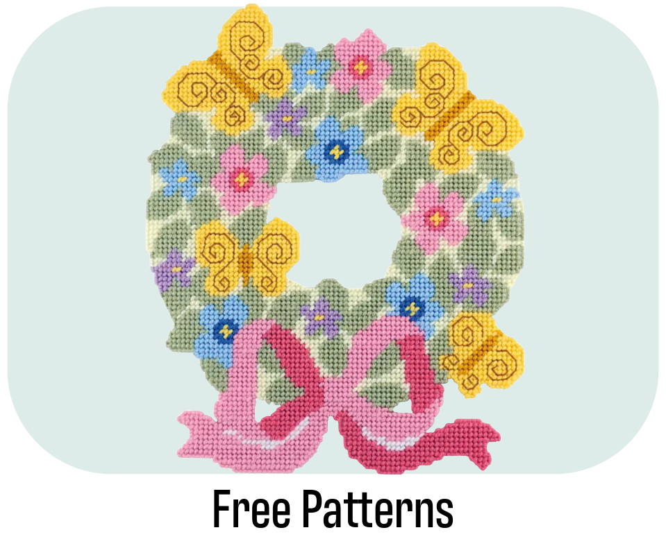 Free Patterns. Image: Herrschners Butterfly Wreath Wall Hanging.