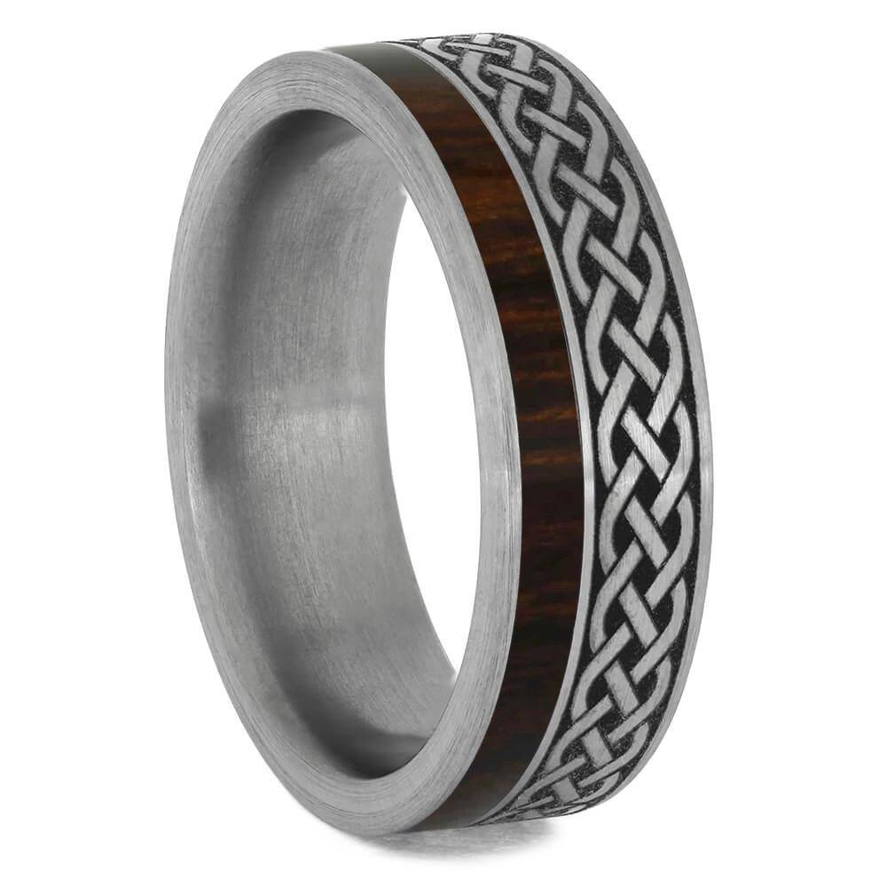 Celtic Knot Wedding Band with Wood Inlay