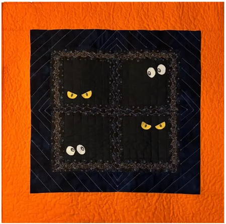 Finished Quick & Easy Halloween Scary Ghost Eyes Mini Quilt