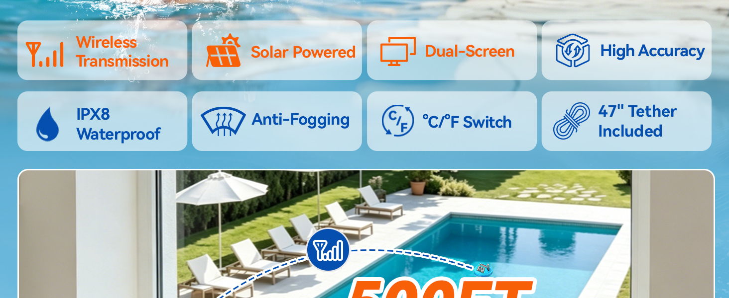 Image promoting a pool product with features and benefits listed.