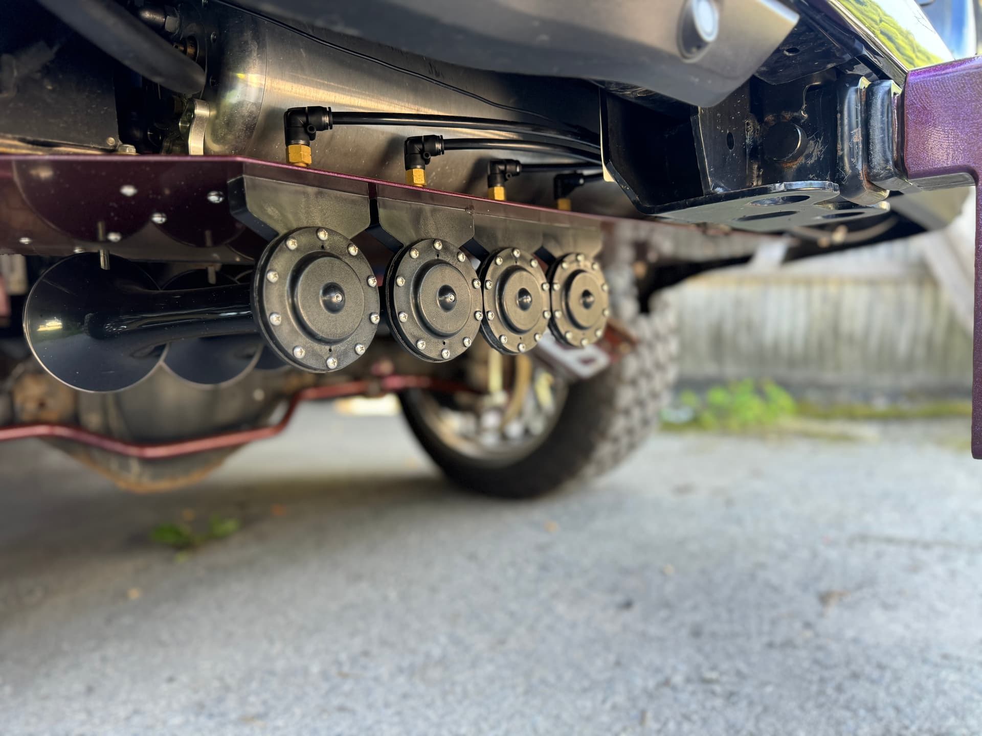 Front-three-quarter view Chris' 2022 Ram 2500 pickup HornBlasters Shocker XL train horns featured customer install gallery photo 1