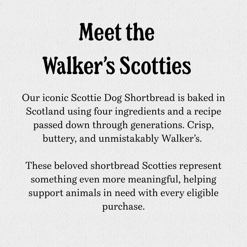 Text about Walker's Scottie Dog Shortbread and its charitable impact.