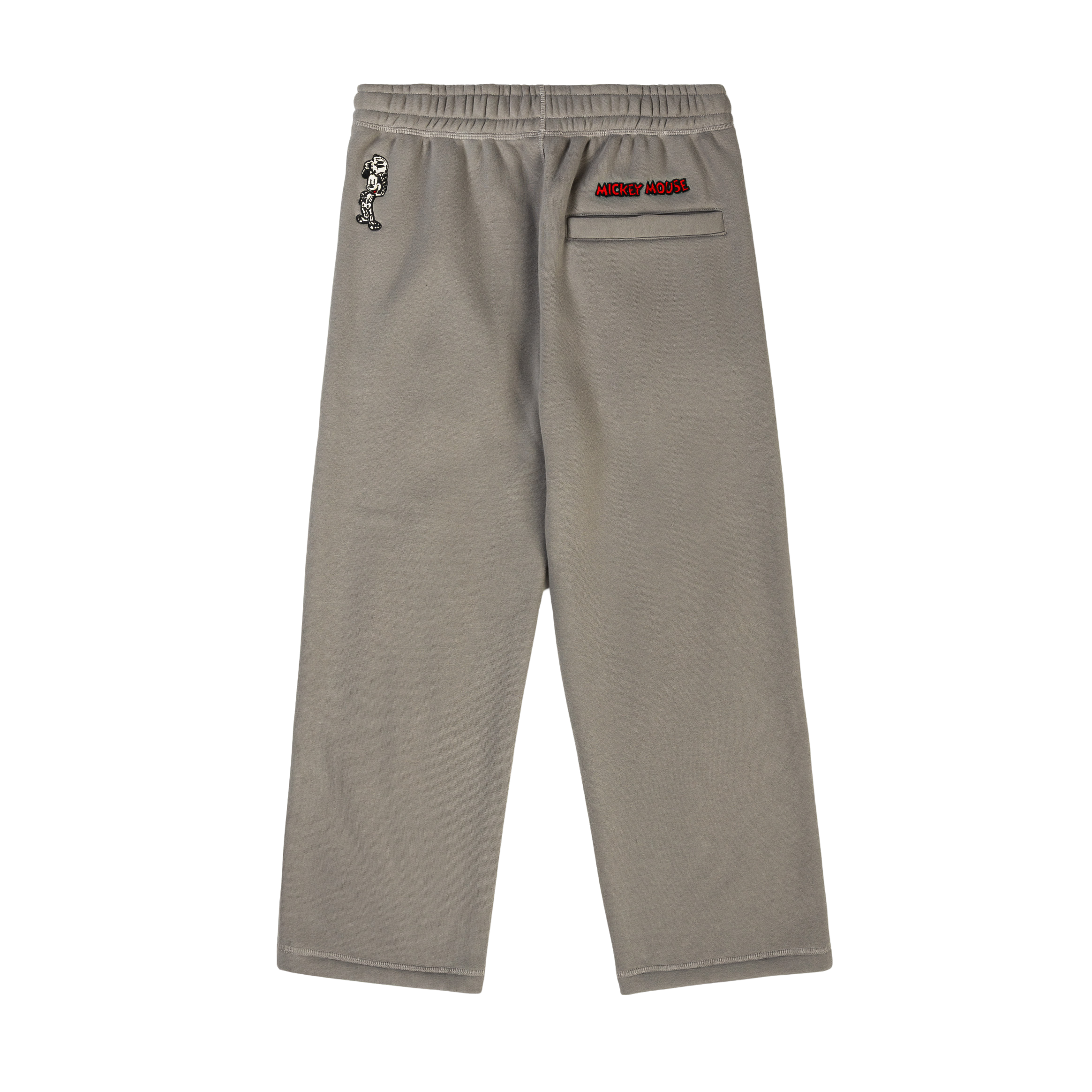 Gray sweatpants with printed white bone designs on the sides.