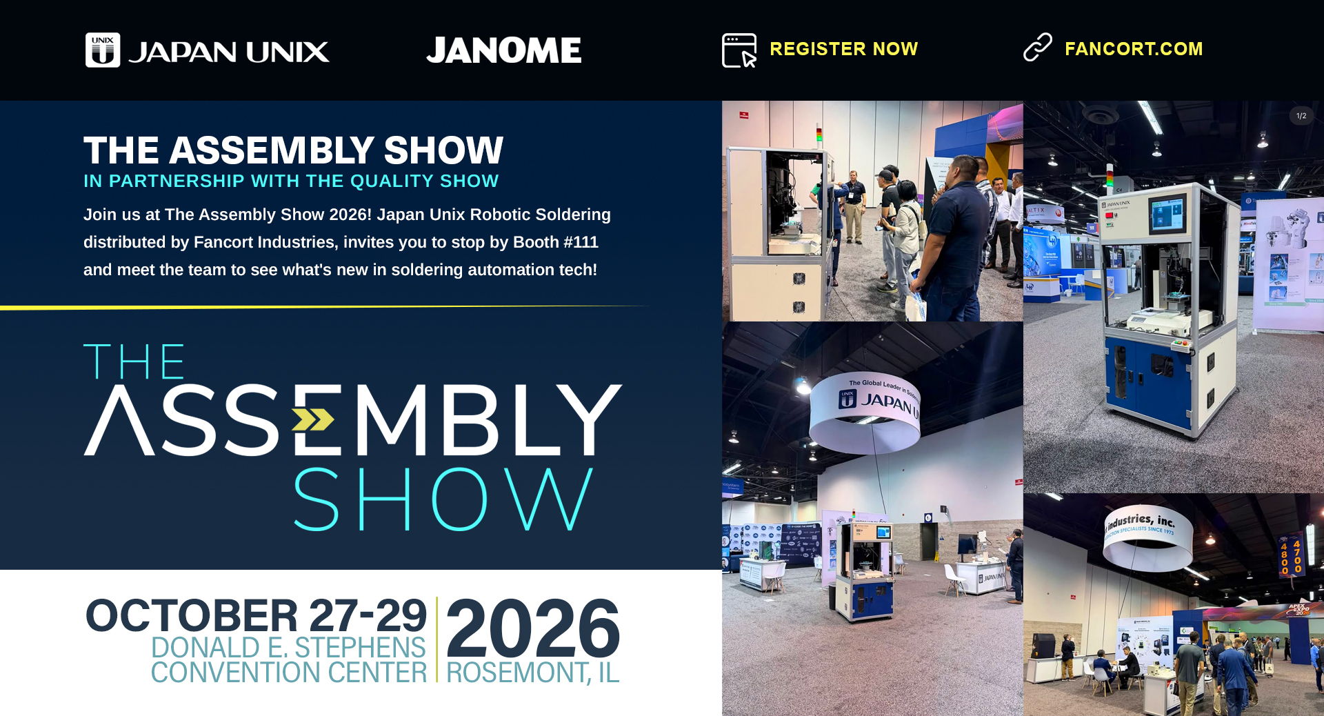 Assembly Show 2026 Japan Unix Robotic Soldering distributed by Fancort Industries