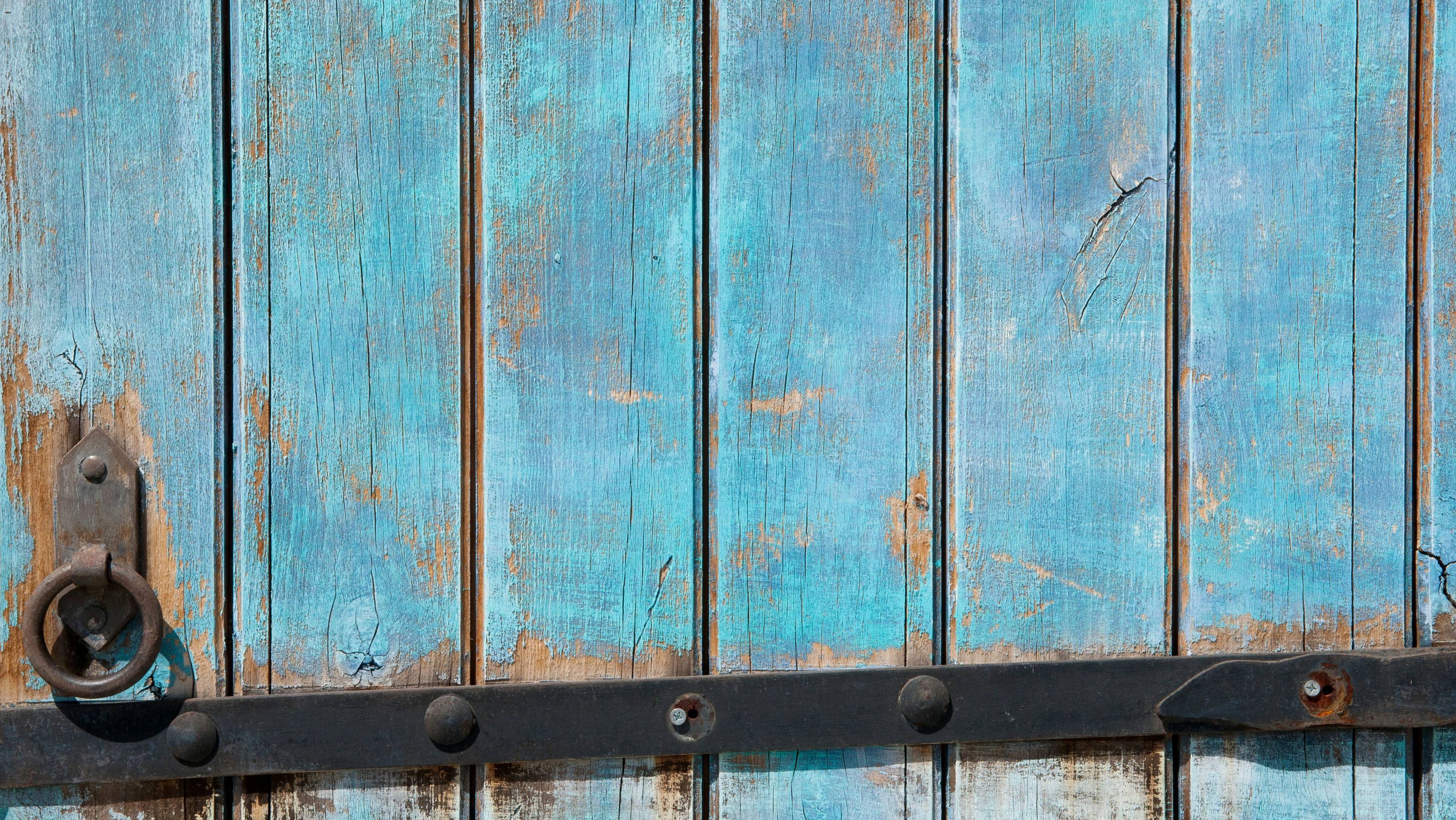 old blue painted wooden door