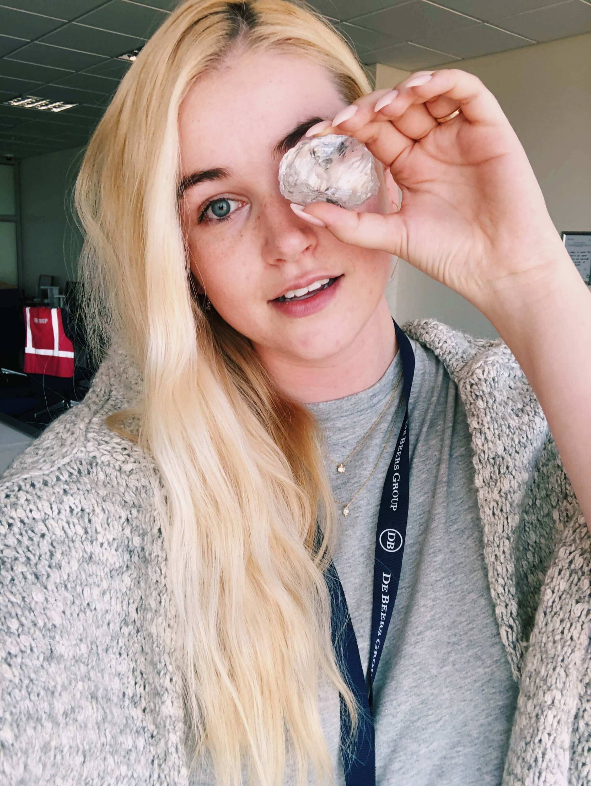 Lauren Maxwell with a 352 carat diamond