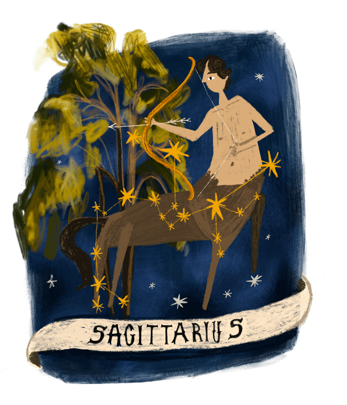 An illustration of the Sagitarius star sign.