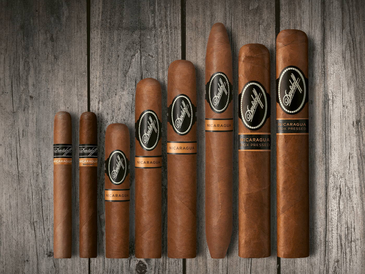 Das gesamte Davidoff Nicaragua Zigarren-Line-Up. 