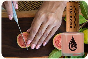 strawberry guava nail polish with strawberry guava fruit