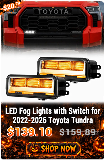 LED Fog Lights with Switch for 2022-2026 Toyota Tundra. Promotional price $139.10, originally $159.89. Use code HW13.