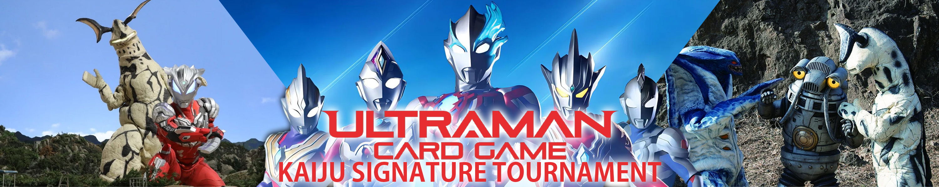 Ultraman characters in action with a vibrant background.