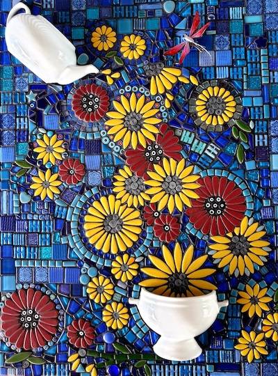 teacup and pot mosaic by Shelley Lycett