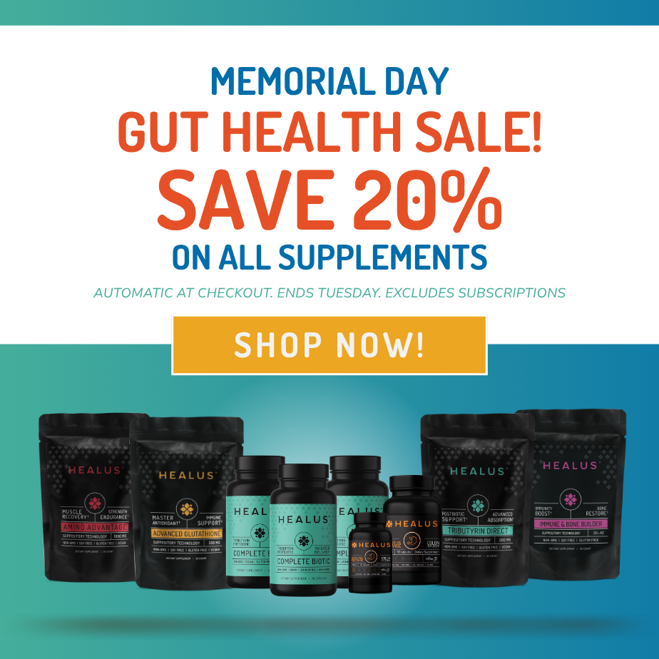 Memorial Day Gut Health Sale! Saved 20% on all supplements. Ends Tuesday, exclude subscriptions, applied automatically at checkout. Shop now! 