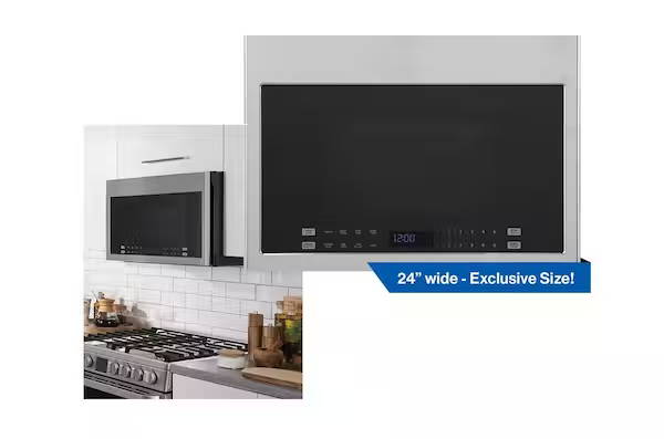Haier 24 inch stainless steel microwave installed above range