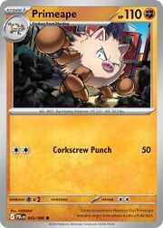 Primeape Pokémon card with attack details and illustrated character.