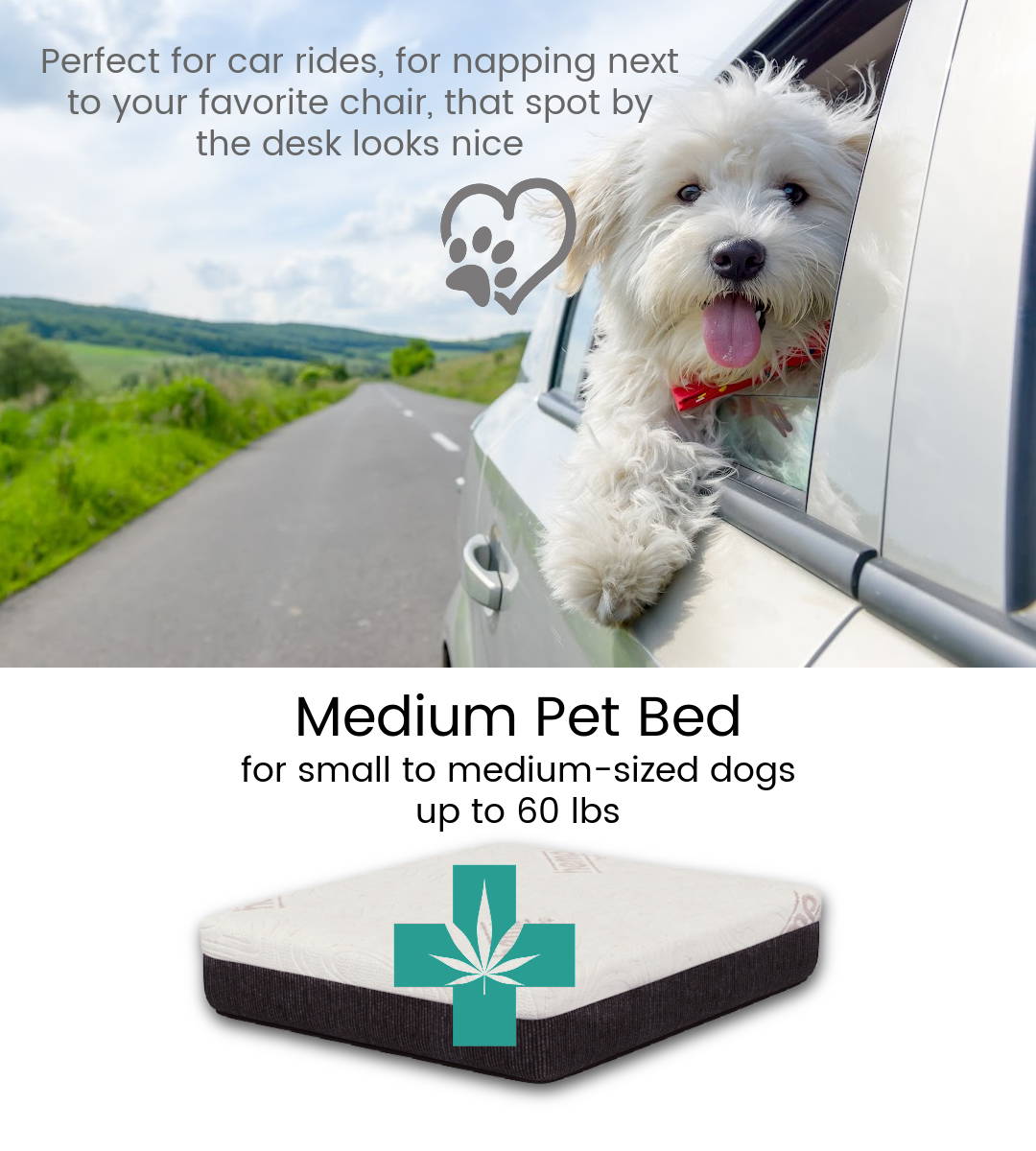 The Medium Pet StressBed by Ergopedic Sleep with cooling gel memory foam and a cbd infusion for extra comfort