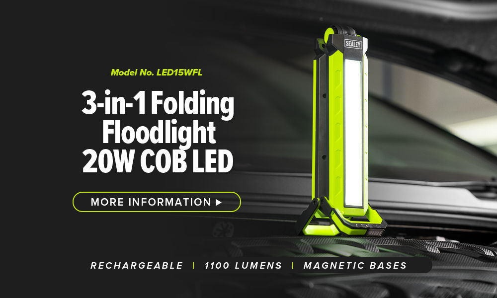 3-in-1 Folding Floodlight 20W COB LED with magnetic base and rechargeable features.